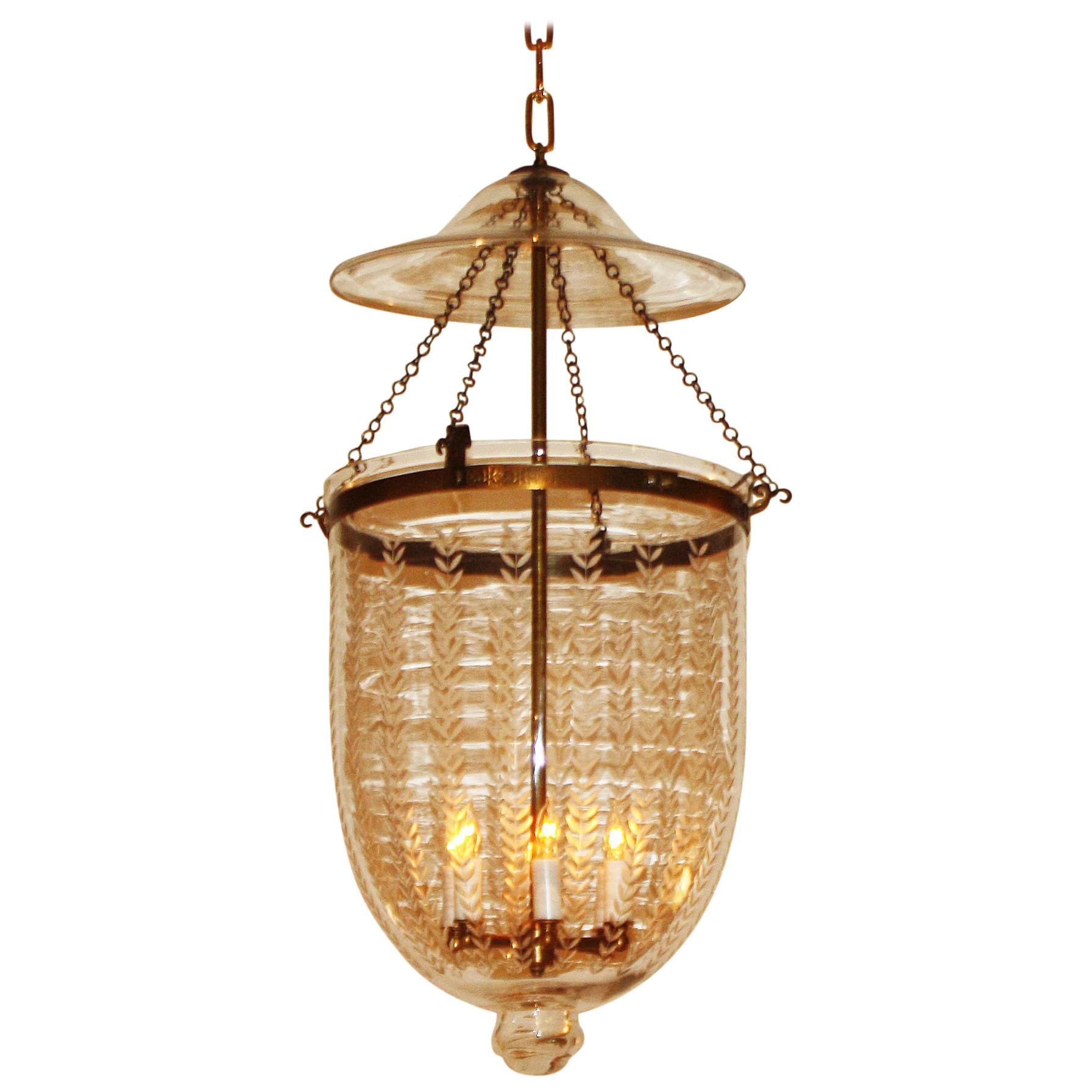 Etched Bell Lantern with Brass Details, circa 1950