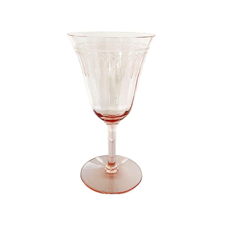 pink etched wine glasses