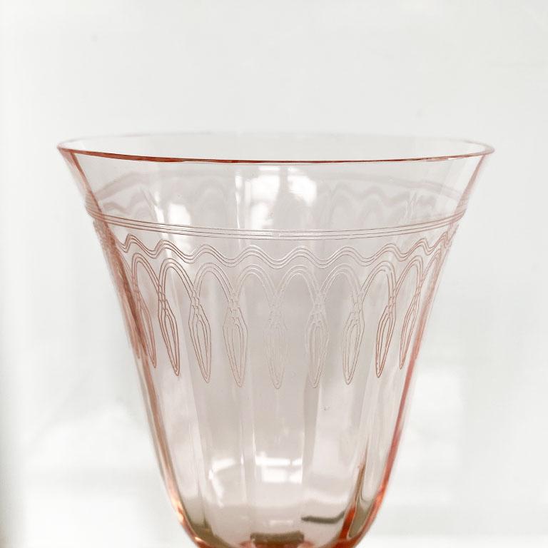 pink etched glassware