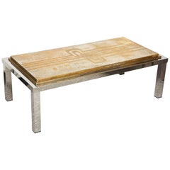 Etched Brass and Chrome Belgian Coffee Table