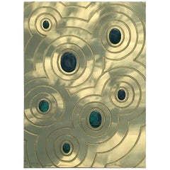Etched Brass and Malachite Wall Sculpture