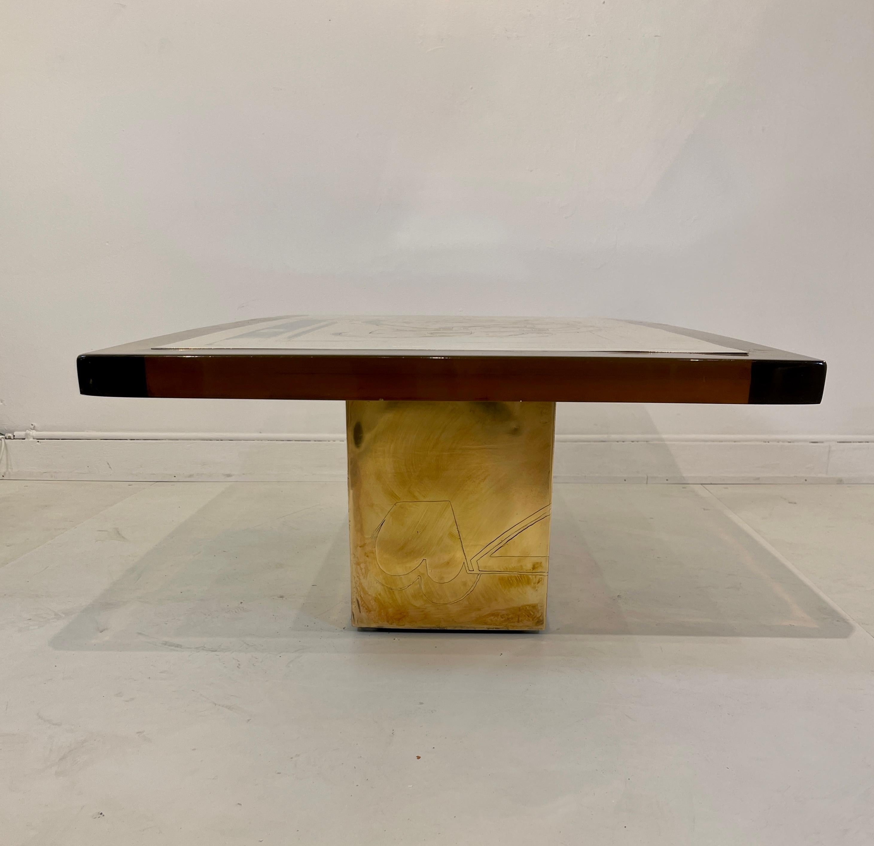 Etched brass and resin Coffee table By Armand Jonckers 2