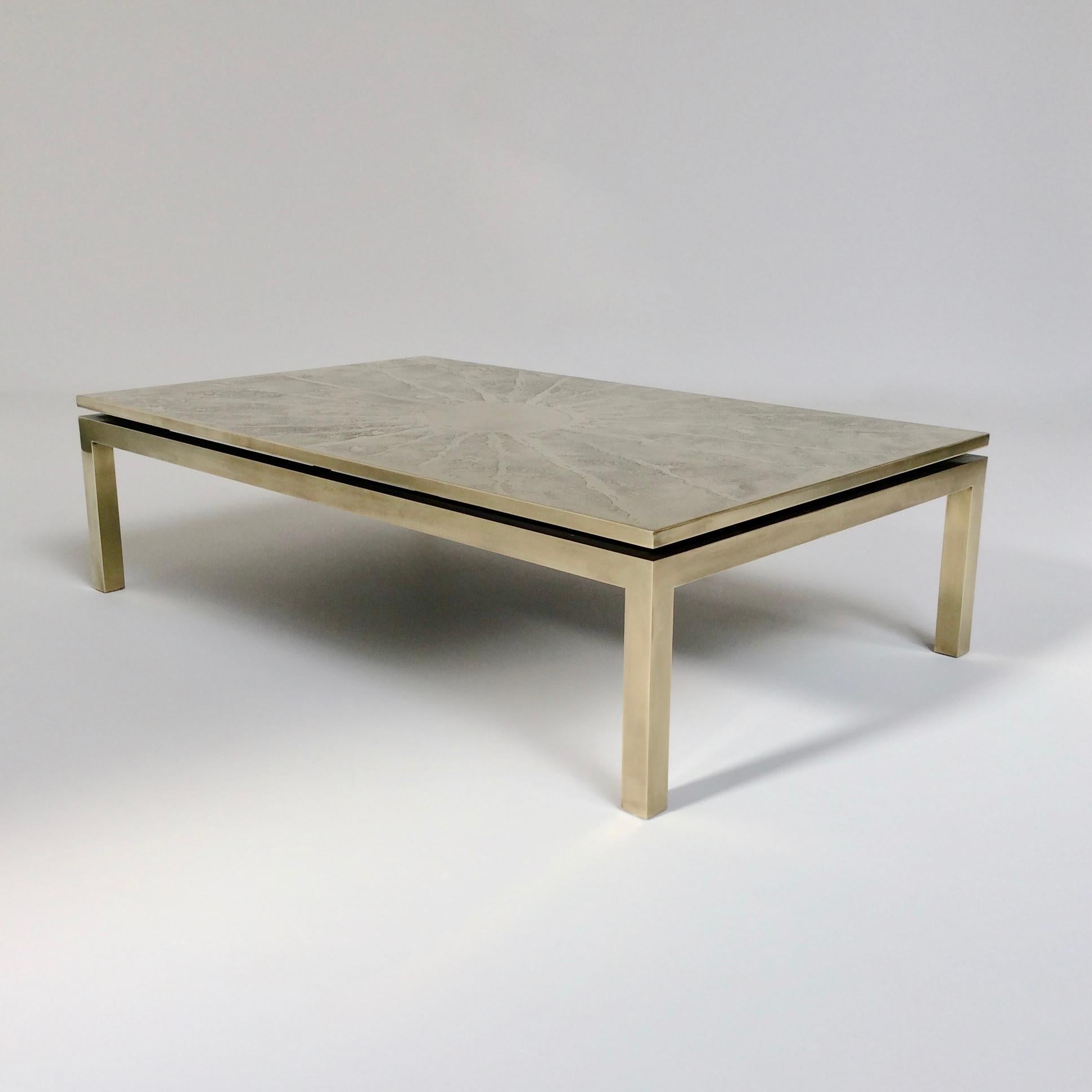 Etched Brass Coffee Table, 1970s, Belgium 4