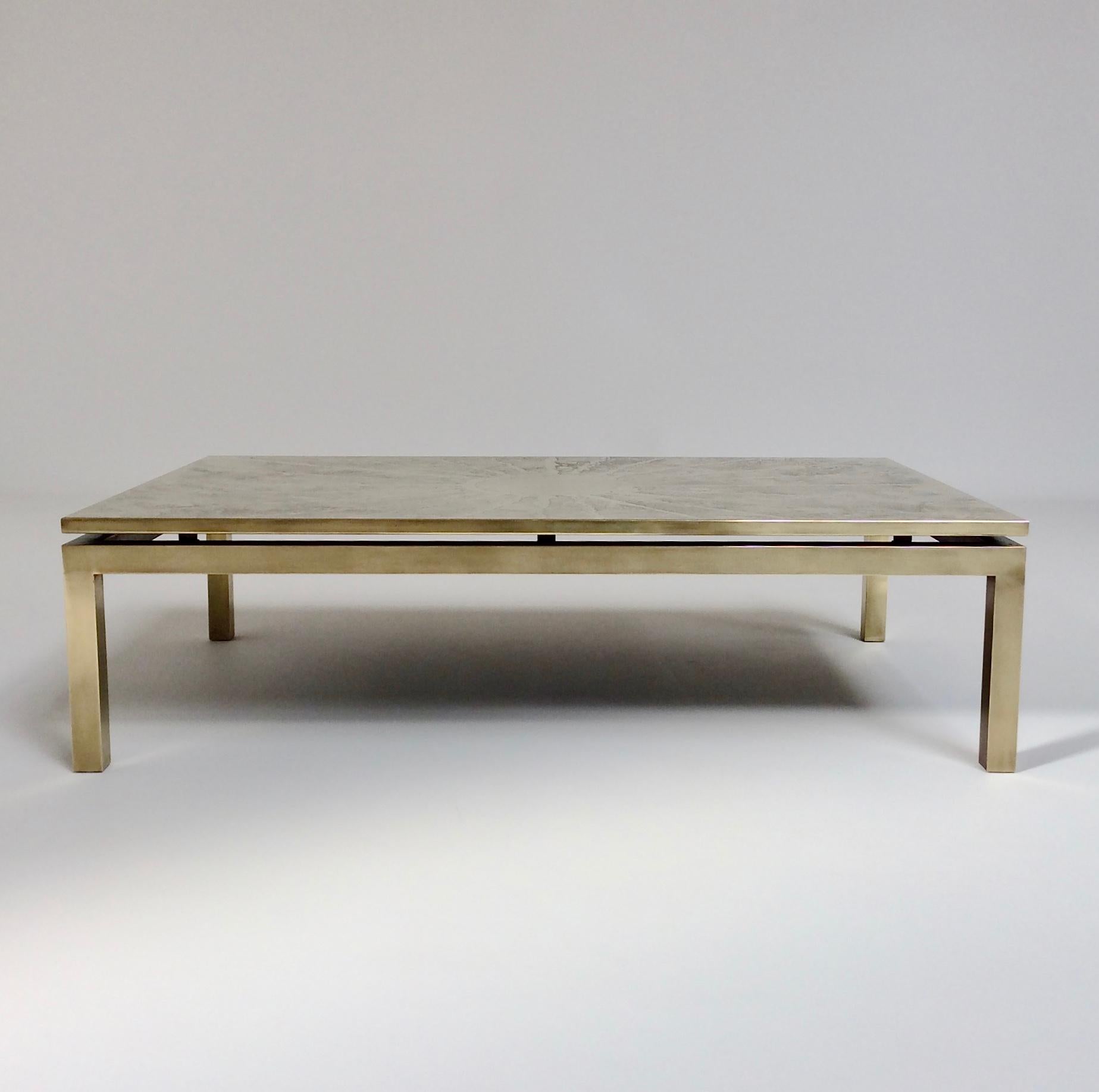 Etched Brass Coffee Table, 1970s, Belgium 5