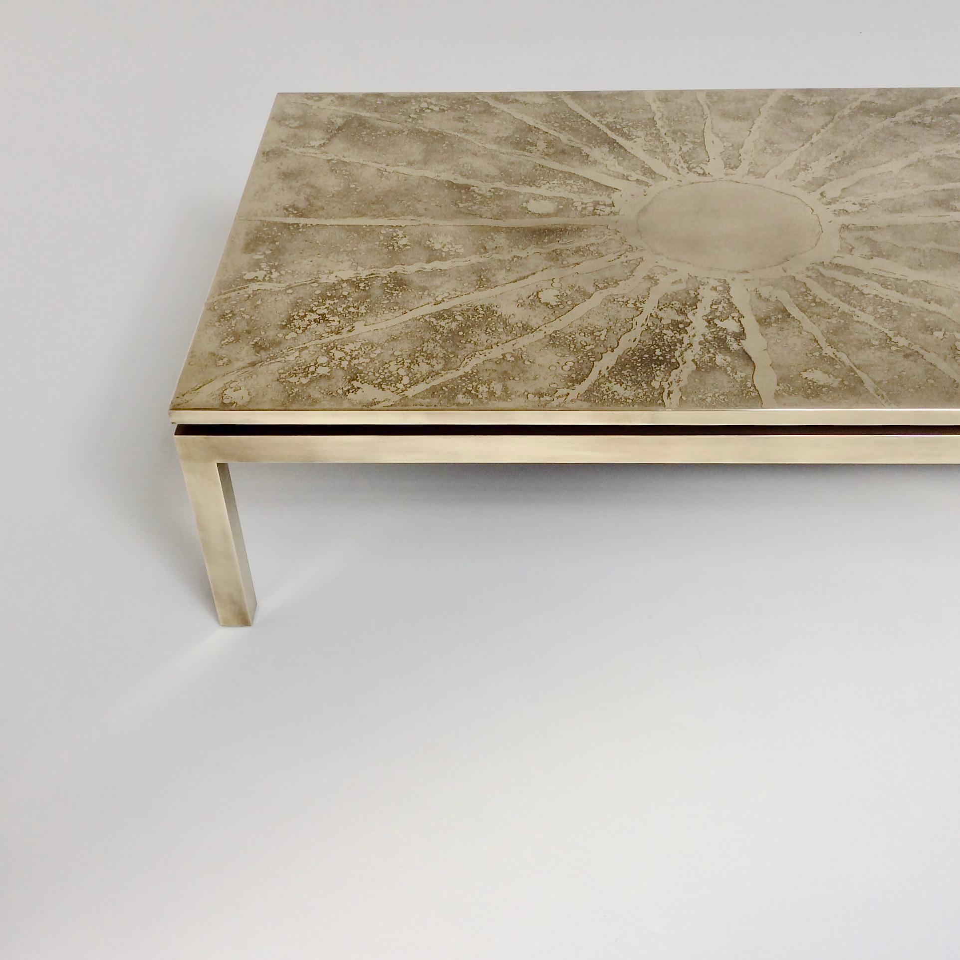 Etched Brass Coffee Table, 1970s, Belgium 7