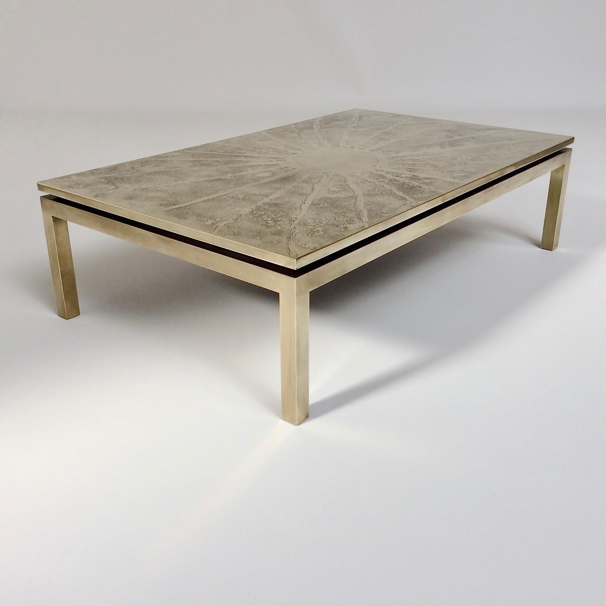 Etched Brass Coffee Table, 1970s, Belgium 7