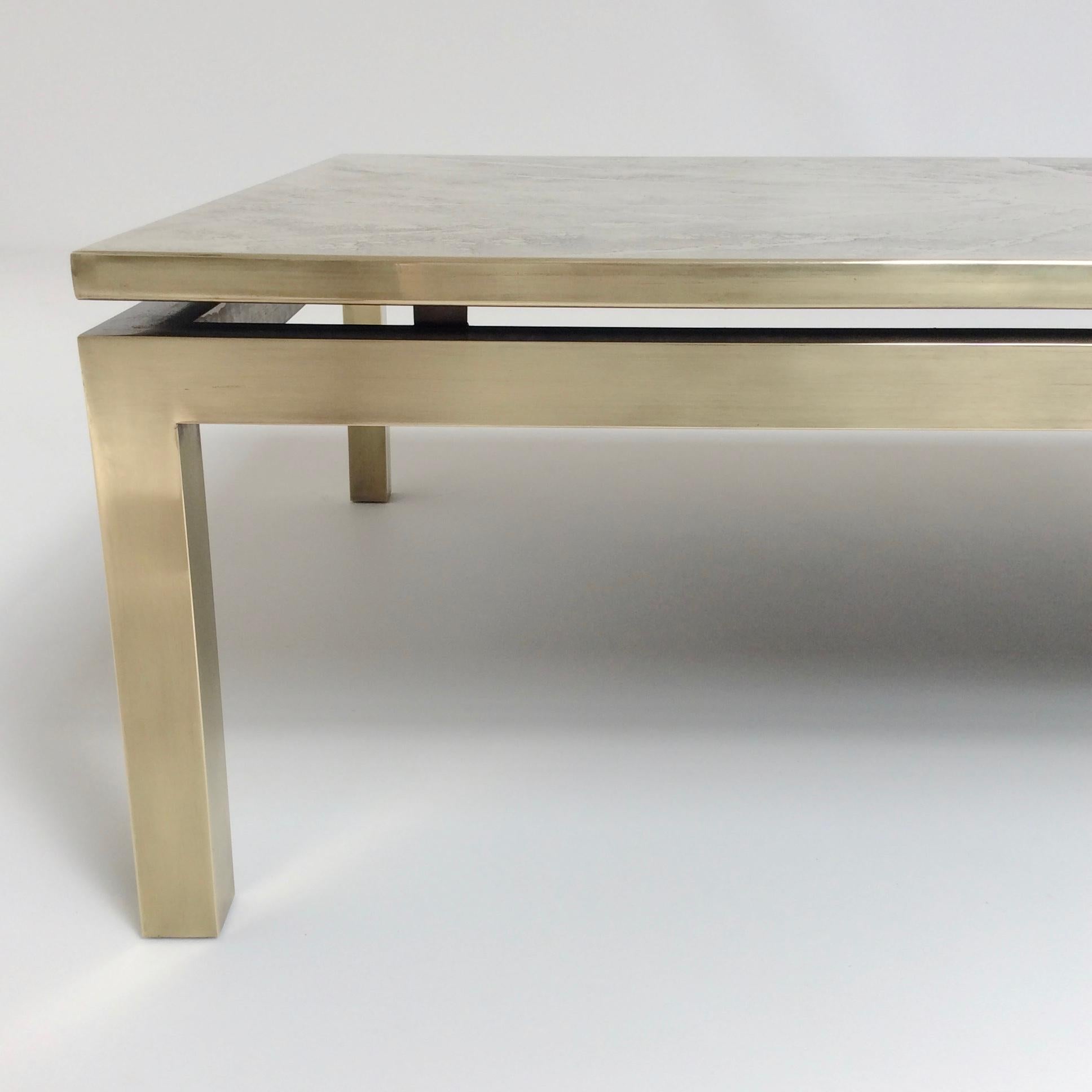 Mid-Century Modern Etched Brass Coffee Table, 1970s, Belgium