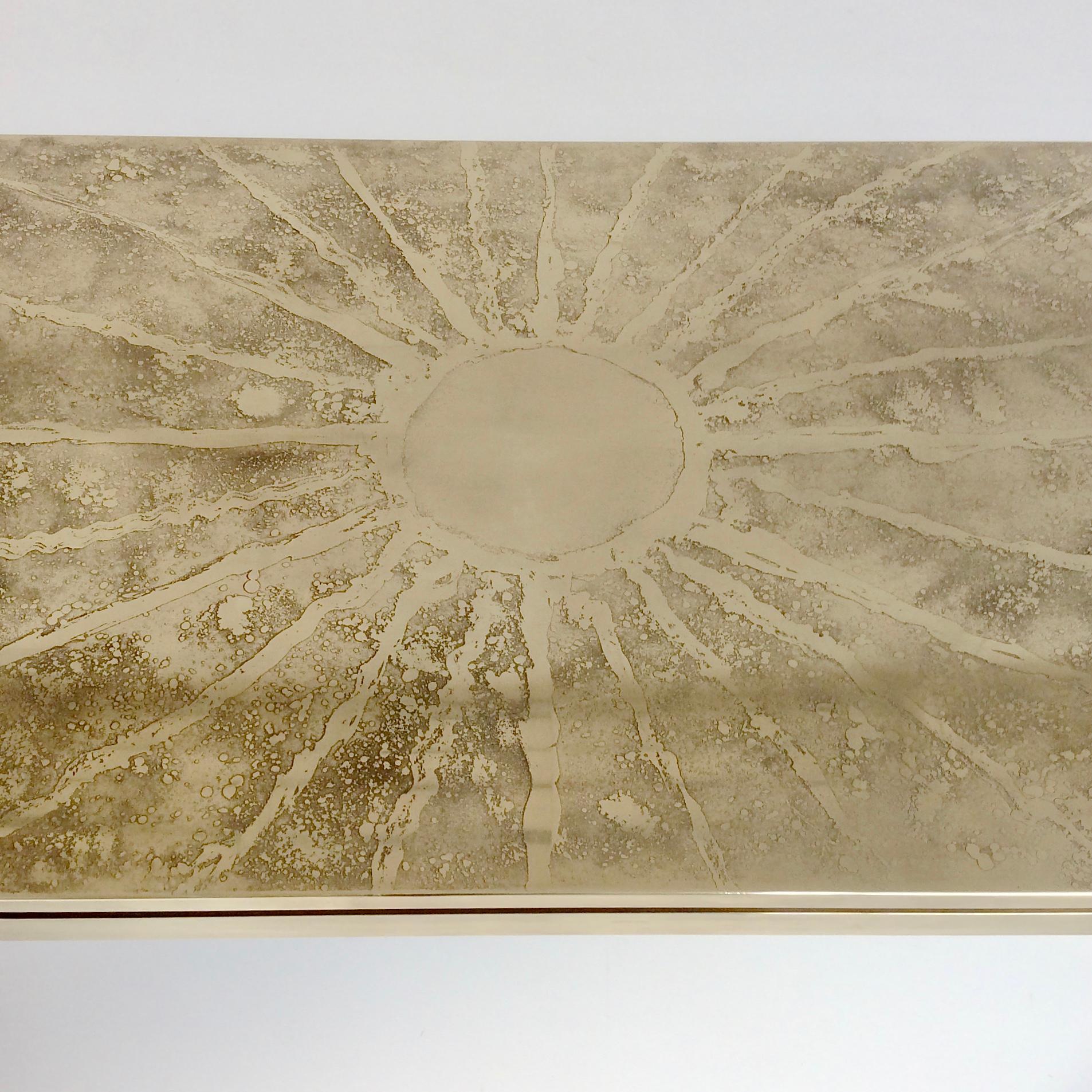 Etched Brass Coffee Table, 1970s, Belgium 3