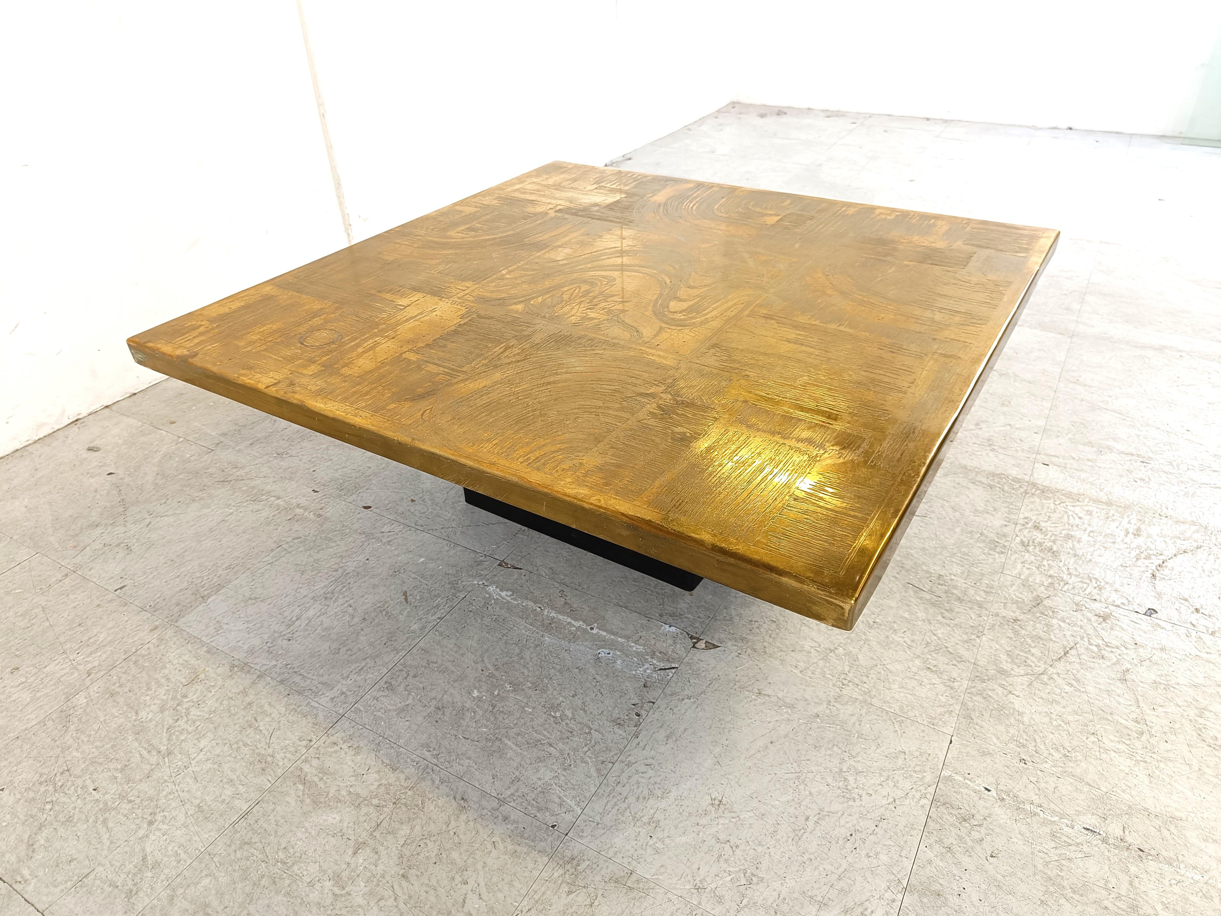 Etched Brass Coffee Table by Christian Heckscher, 1970s 3