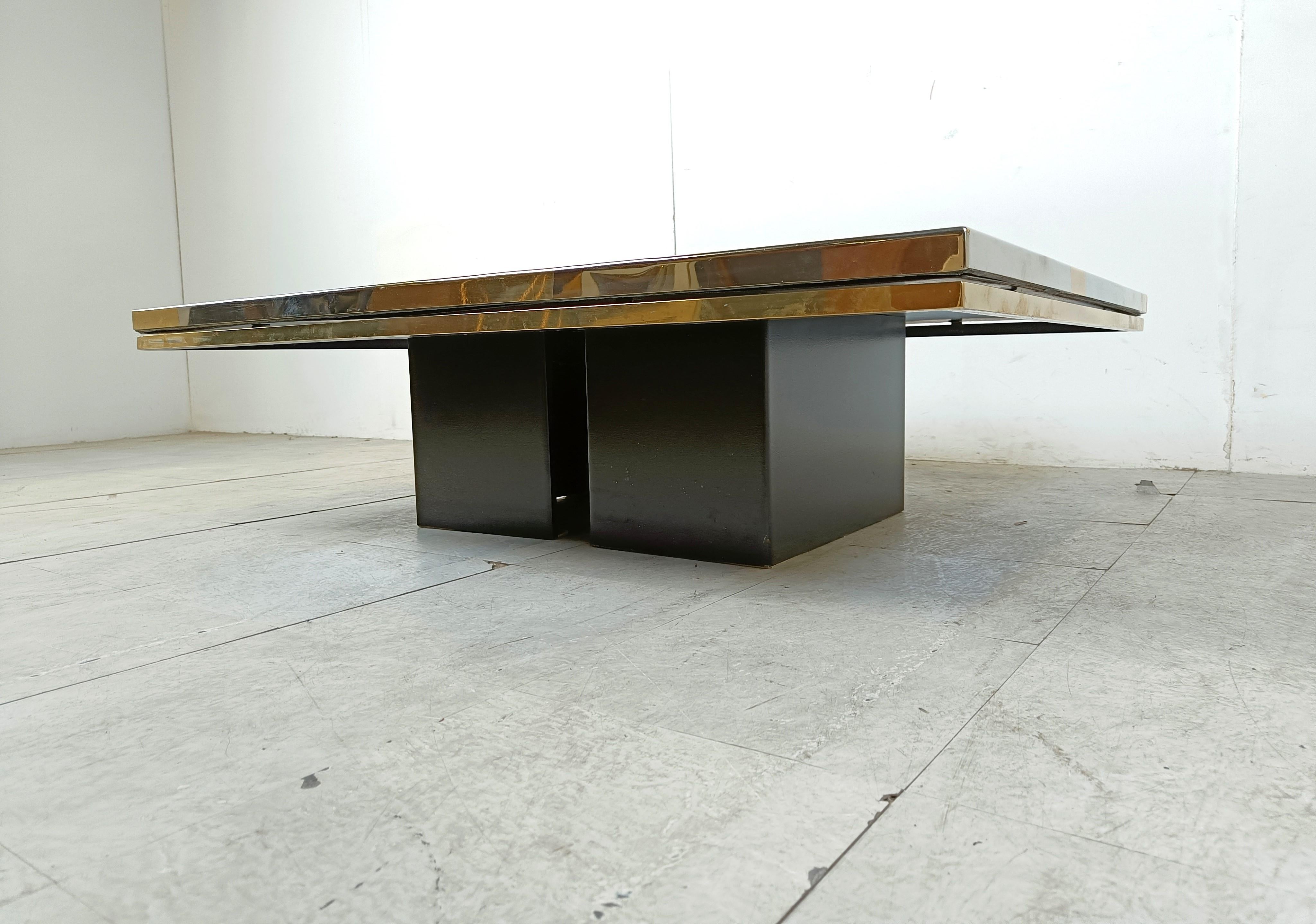 Etched Brass Coffee Table by Christian Heckscher, 1970s In Good Condition For Sale In HEVERLEE, BE