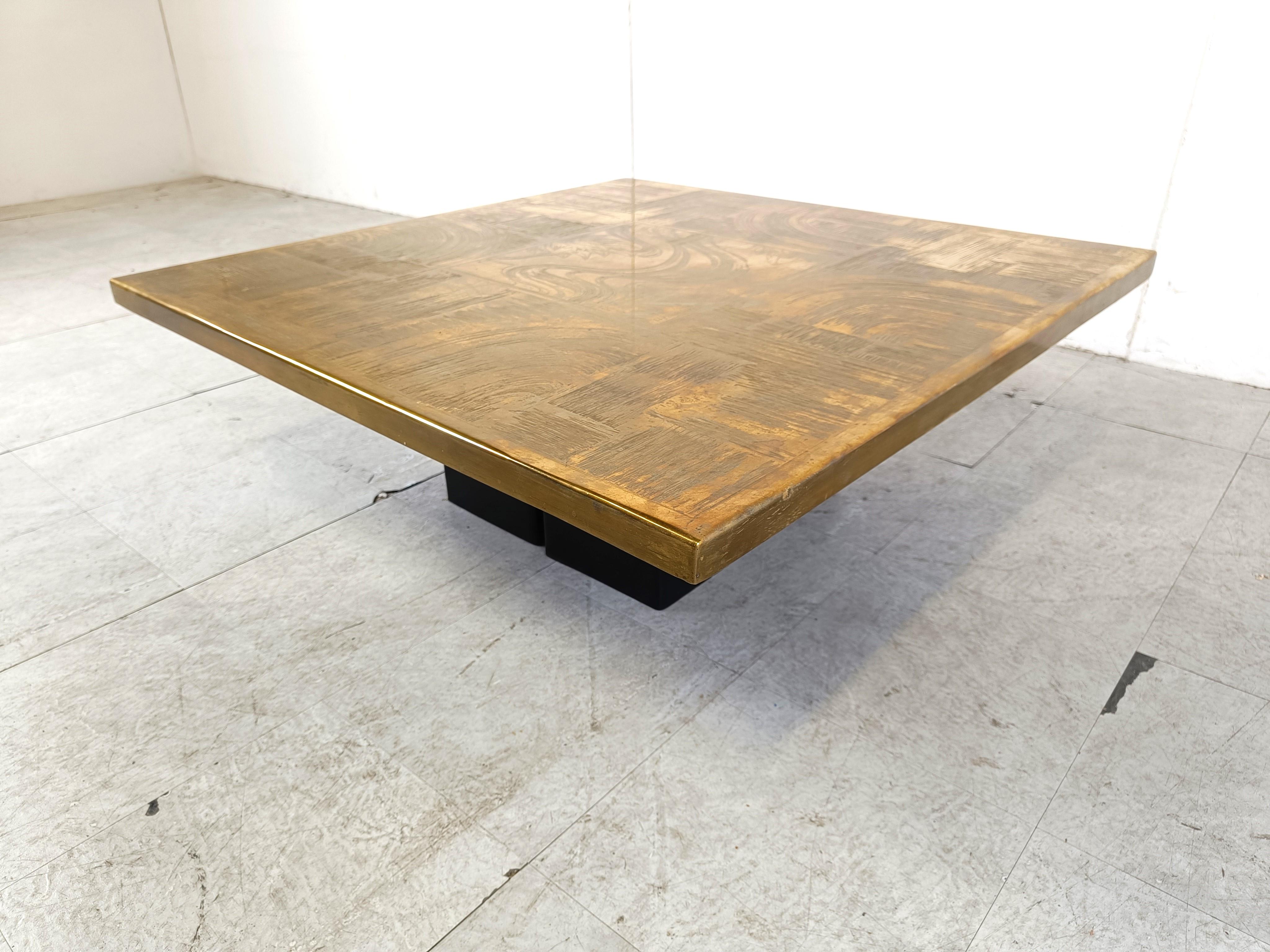 Late 20th Century Etched Brass Coffee Table by Christian Heckscher, 1970s