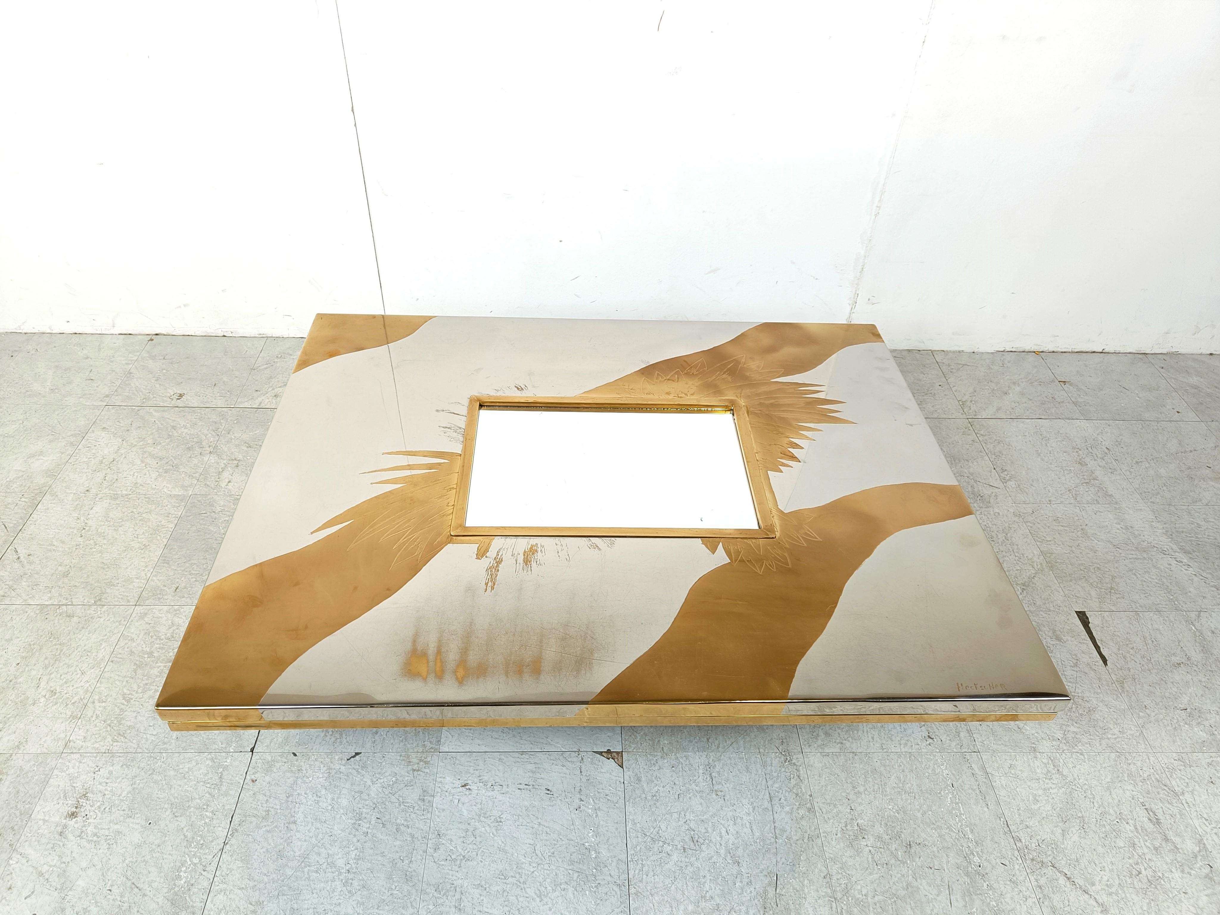 Late 20th Century Etched Brass Coffee Table by Christian Heckscher, 1970s For Sale