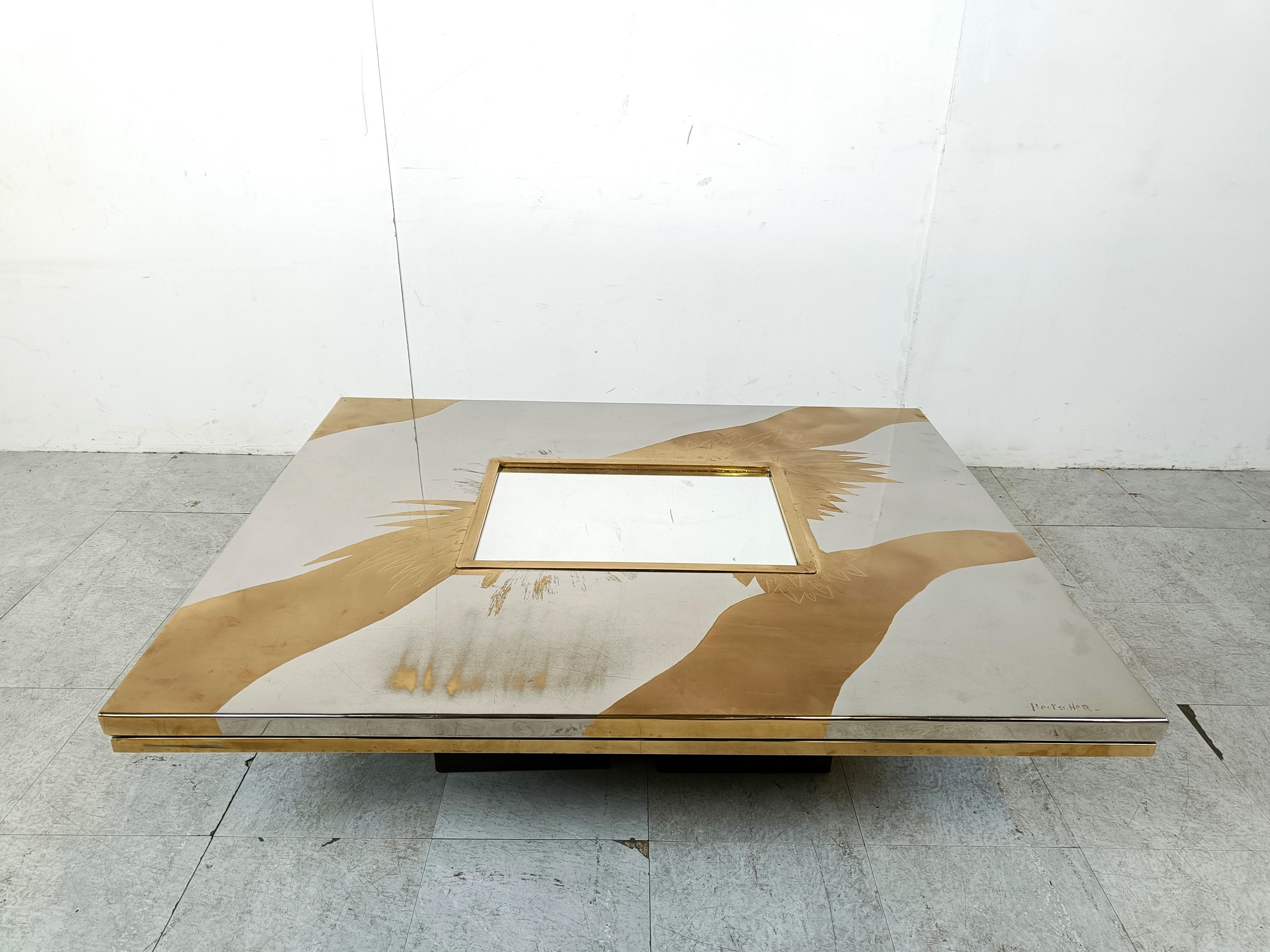 Etched Brass Coffee Table by Christian Heckscher, 1970s For Sale 1