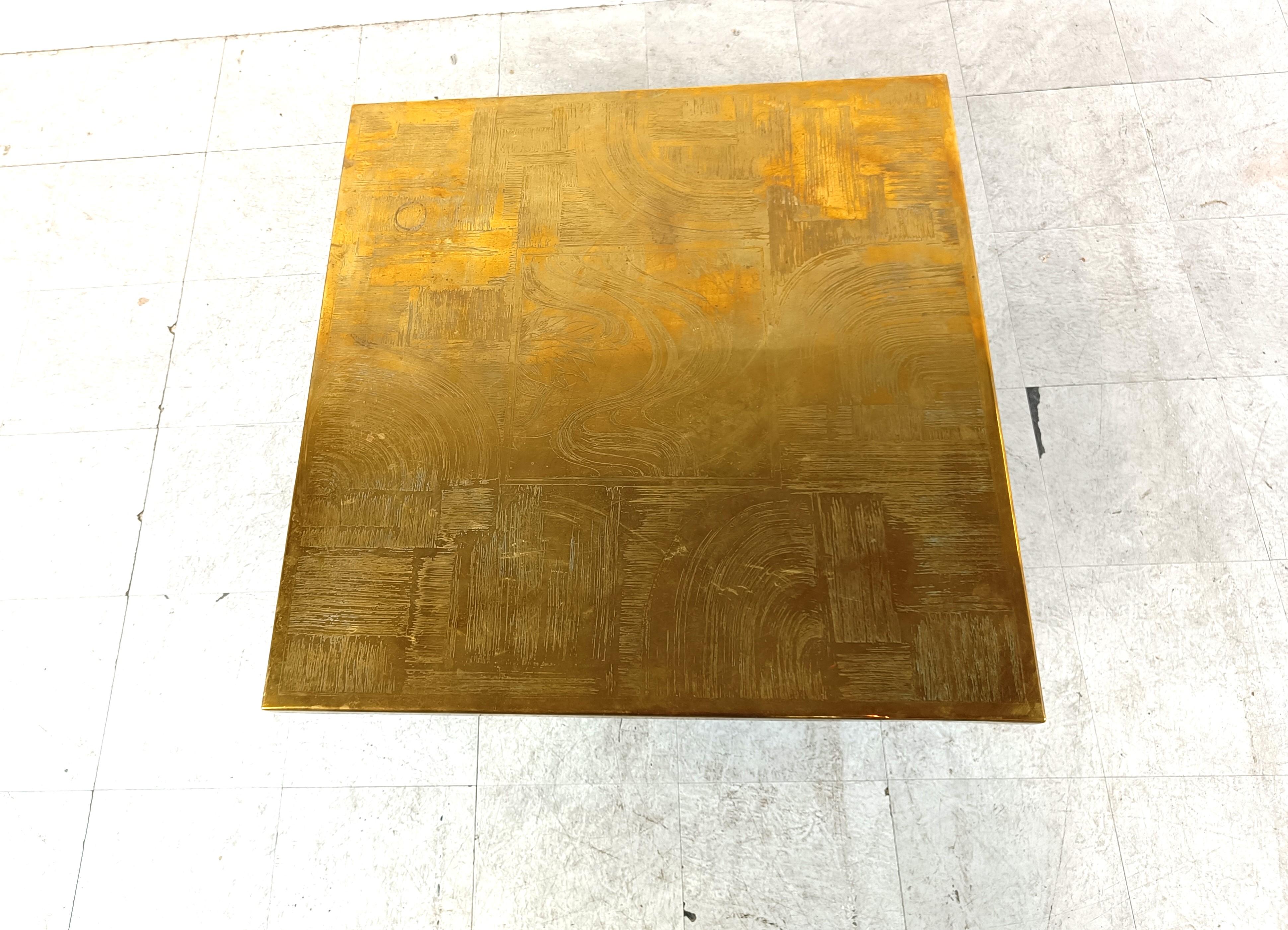 Etched Brass Coffee Table by Christian Heckscher, 1970s 2