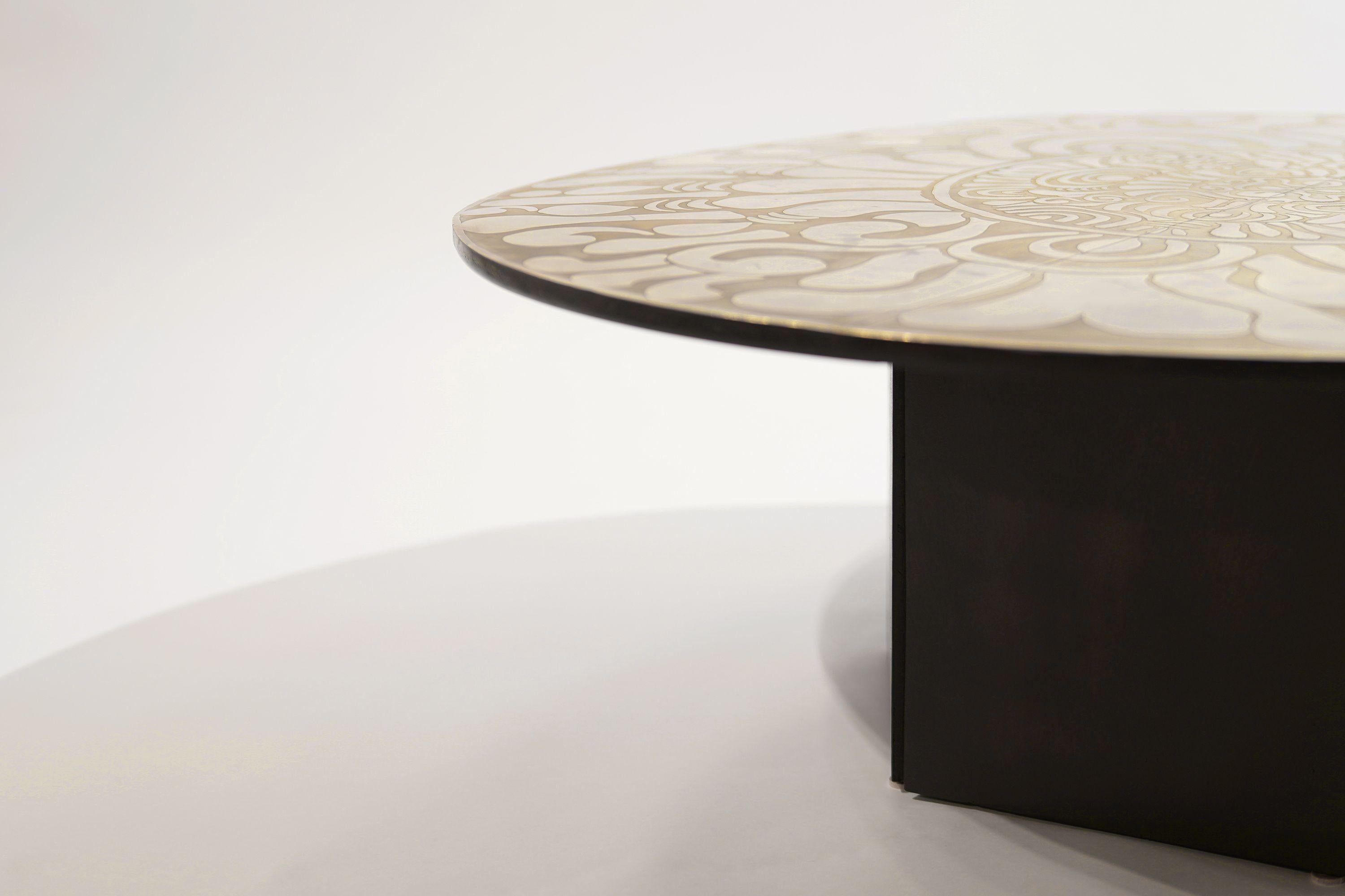 20th Century Etched Brass Coffee Table by Enviene M. Barbara Parker, 1965