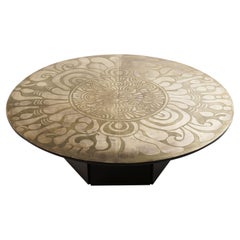 Etched Brass Coffee Table by Enviene M. Barbara Parker, 1965