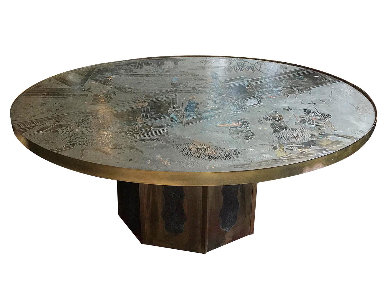 Metal Etched Brass Coffee Table by Laverne