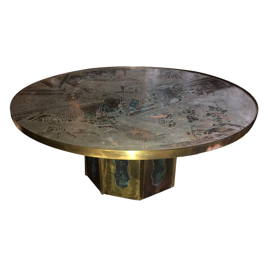 Etched Brass Coffee Table by Laverne