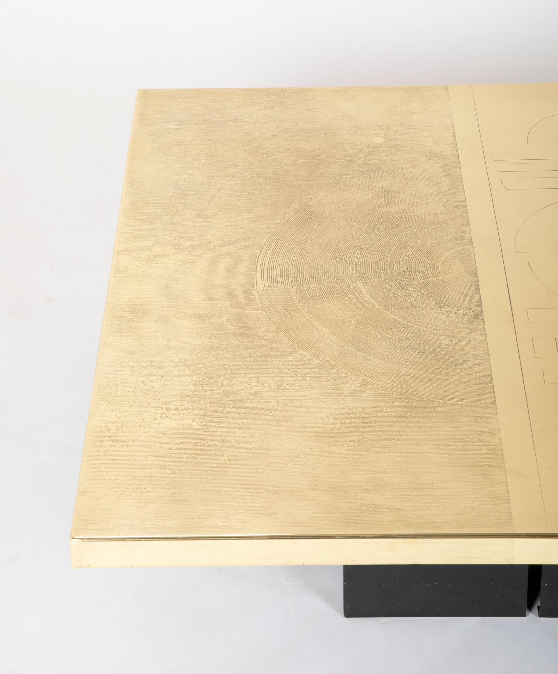 Etched Brass Coffee Table by Meidrier For Sale 1