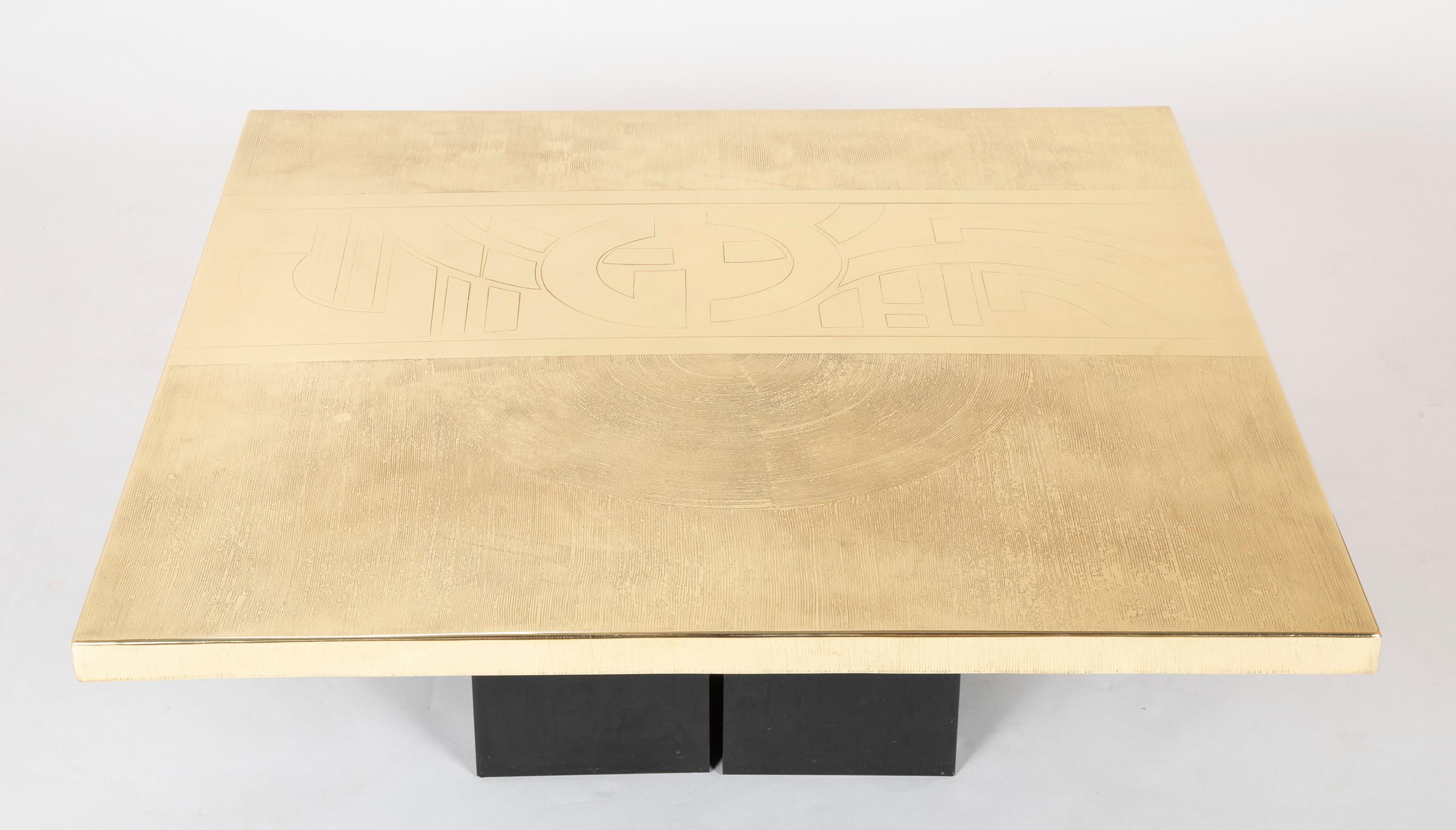 Etched Brass Coffee Table by Meidrier For Sale 3