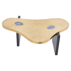 Couchtisch aus geätztem Messing mit Achatsteinen im Stil von Lova Creation