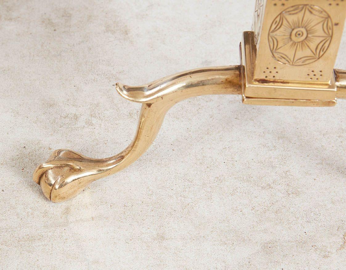 Etched Brass Federal Andirons For Sale 9