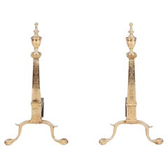 Etched Brass Federal Andirons