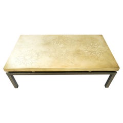 Etched Brass Floral Coffee Table by Willy Daro