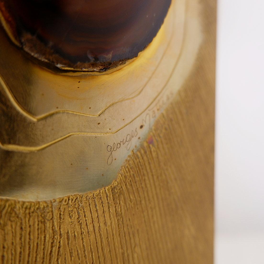 Etched Brass Lamp by Georges Mathias - Belgium 1970s For Sale 4