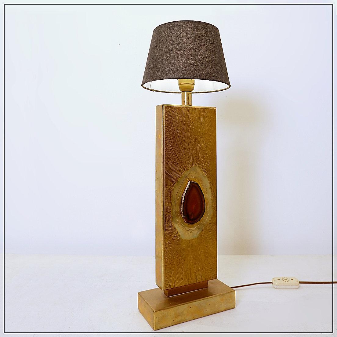 Hollywood Regency Etched Brass Lamp by Georges Mathias - Belgium 1970s For Sale