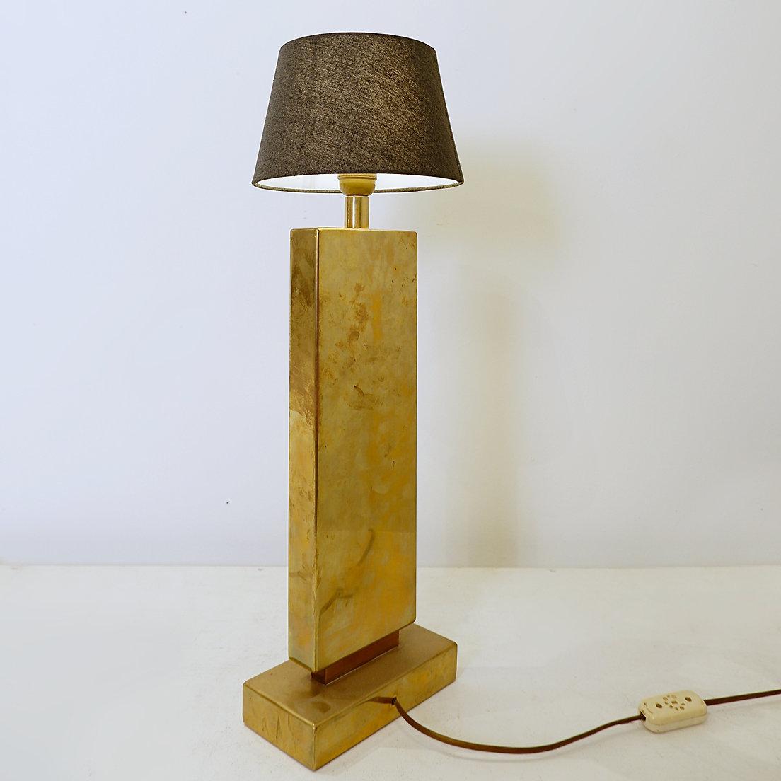 Belgian Etched Brass Lamp by Georges Mathias - Belgium 1970s For Sale