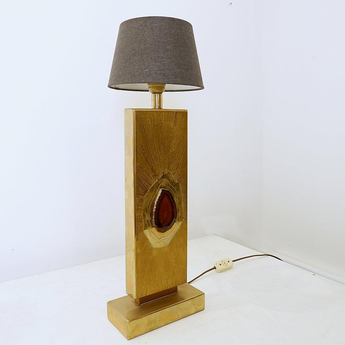Etched Brass Lamp by Georges Mathias - Belgium 1970s For Sale 1