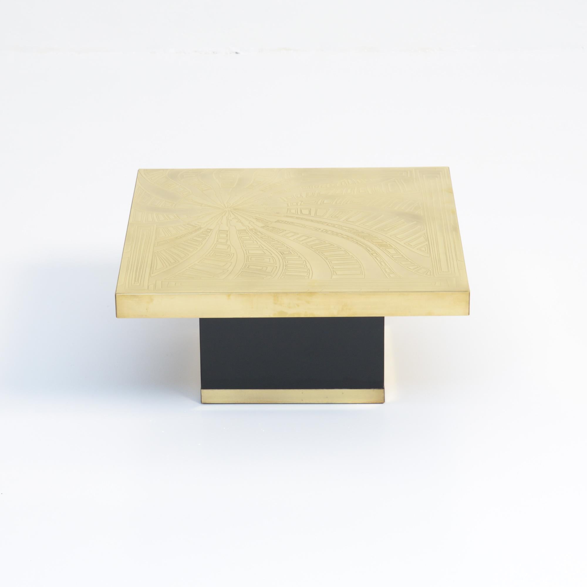 Modern Etched Brass Side Table by Georges Mathias For Sale