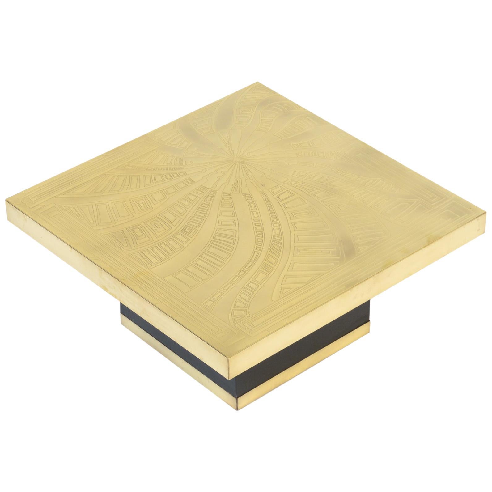 Etched Brass Side Table by Georges Mathias For Sale