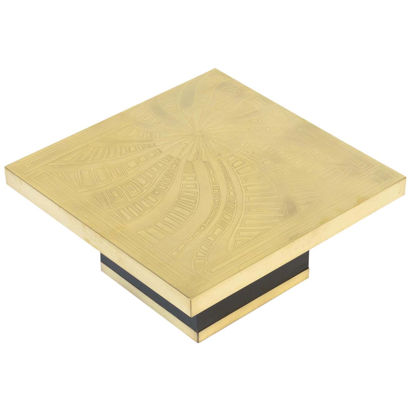 Etched Brass Side Table by Georges Mathias For Sale at 1stDibs