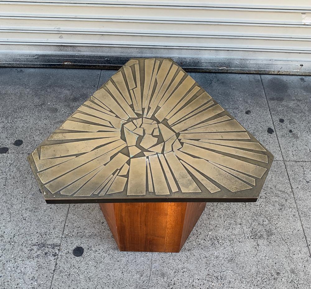 Etched Brass Side Table Made in Italy by G. Urso 2