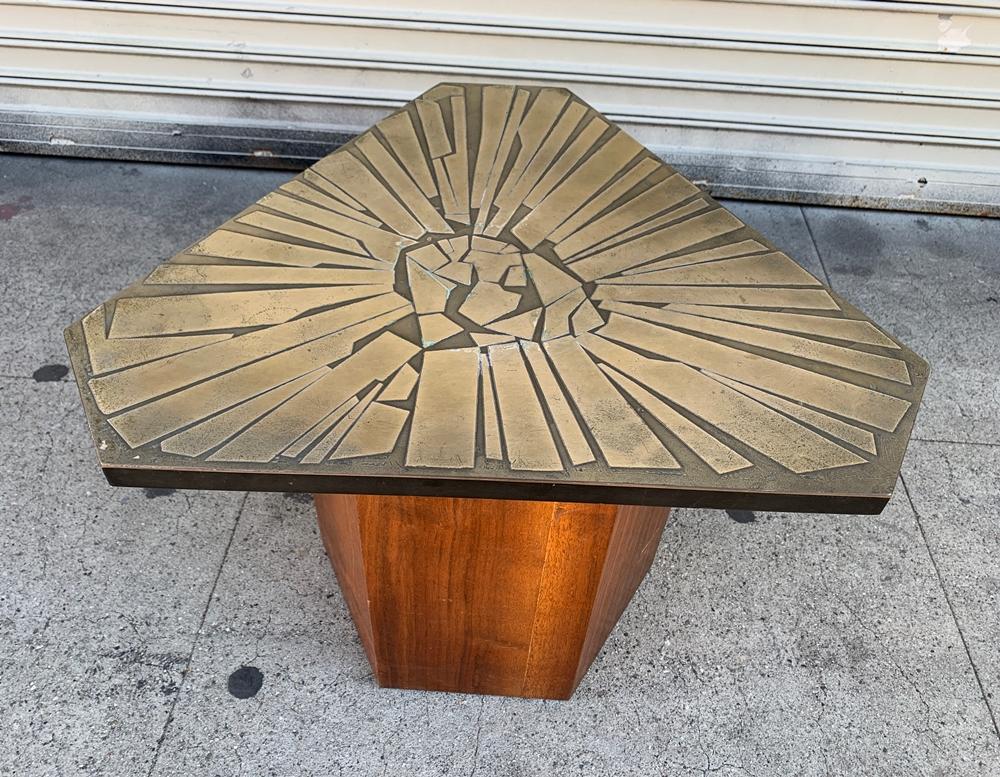 Etched Brass Side Table Made in Italy by G. Urso 5