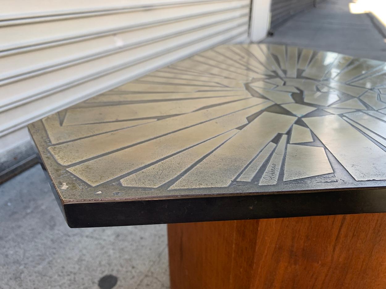 Etched Brass Side Table Made in Italy by G. Urso 7