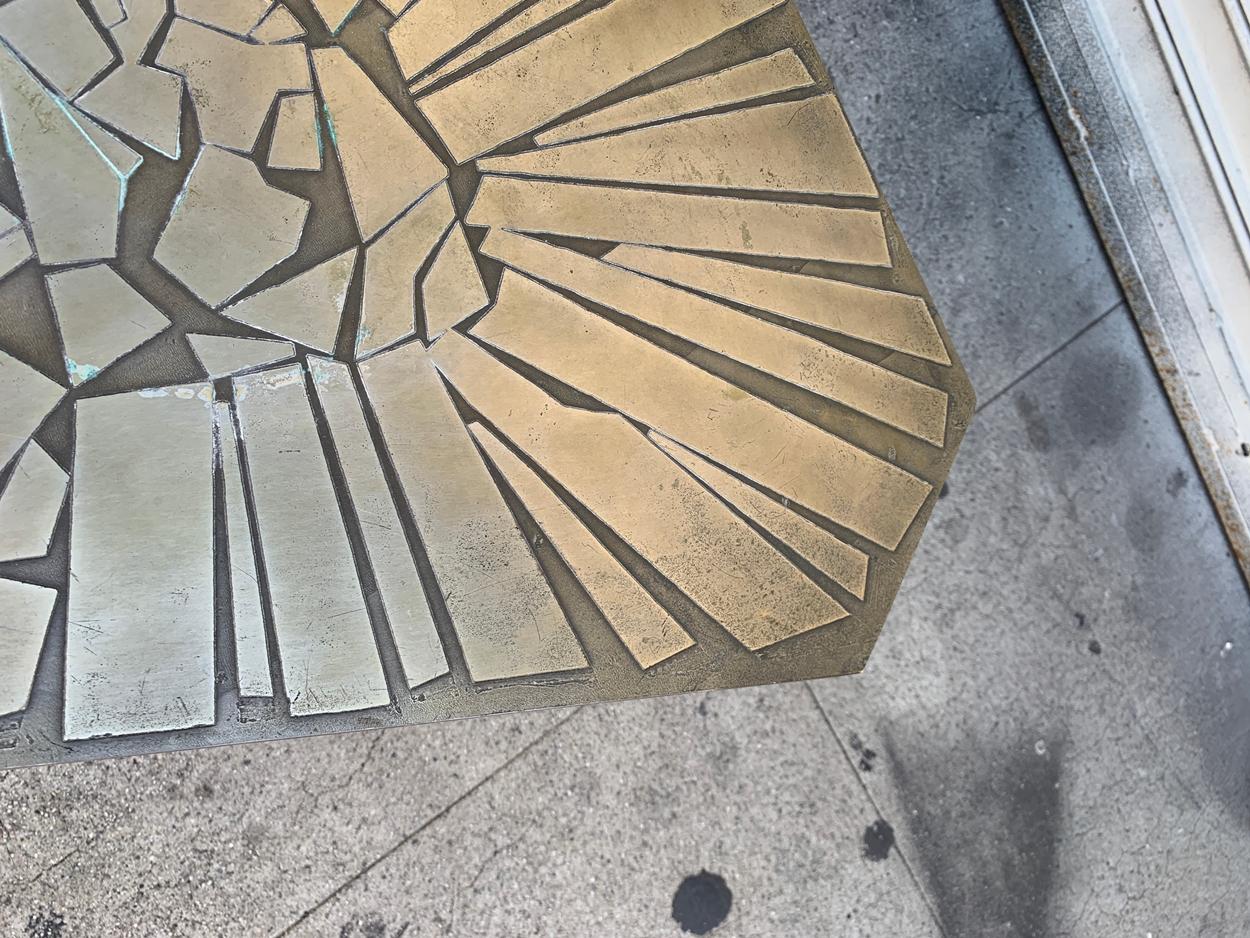 Mid-20th Century Etched Brass Side Table Made in Italy by G. Urso