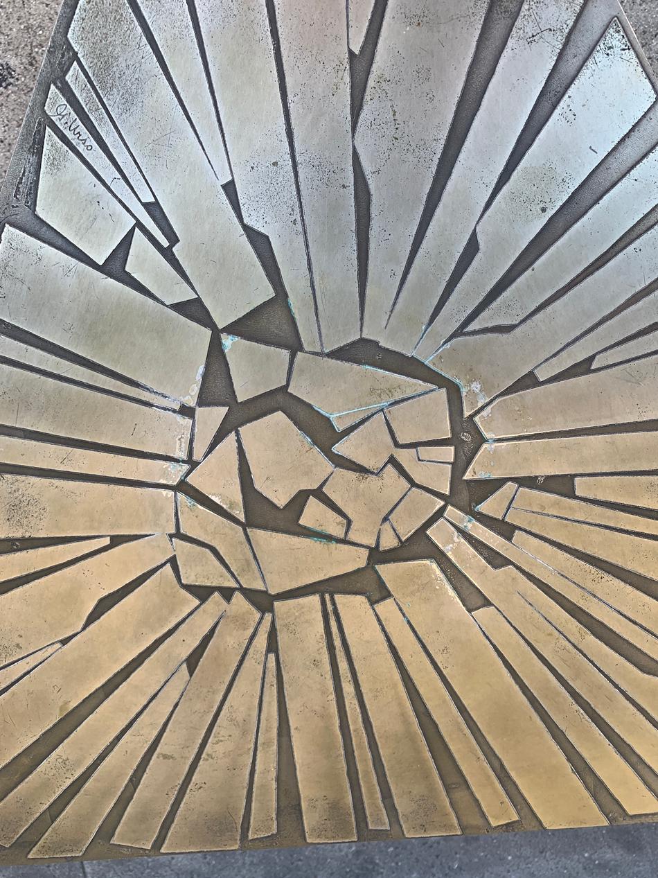 Etched Brass Side Table Made in Italy by G. Urso 1