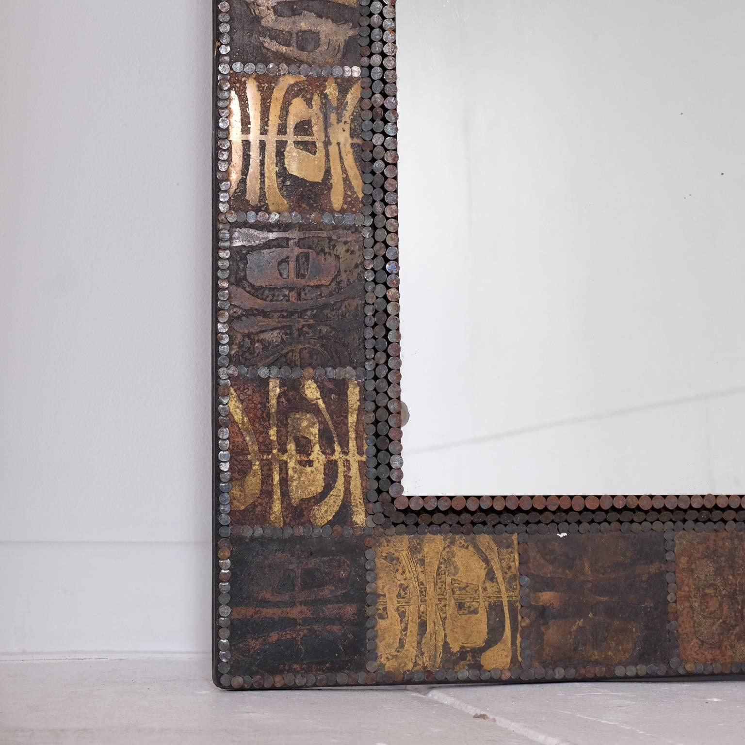 Italian Etched Brass Wall Mirror