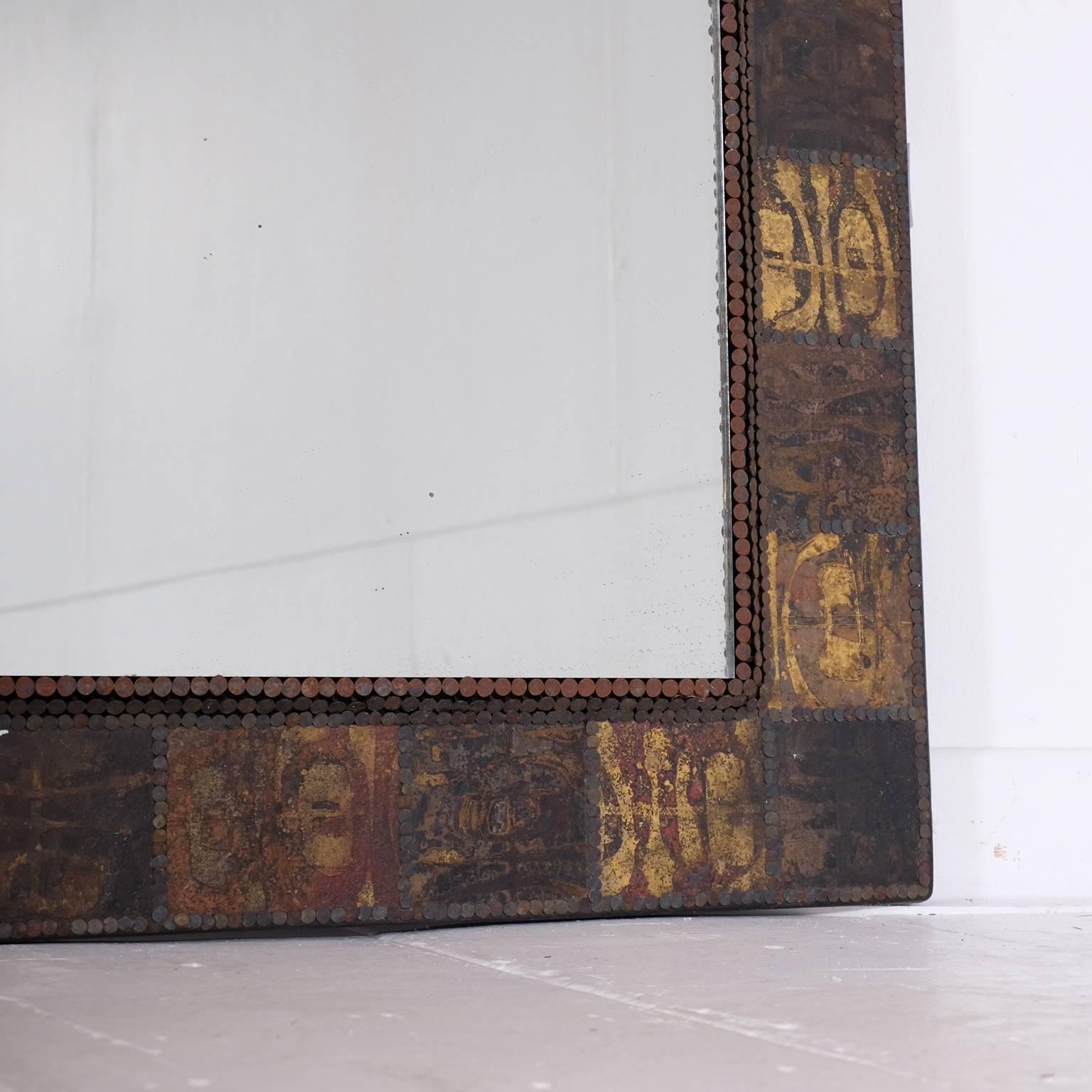 Etched Brass Wall Mirror In Good Condition In Brussels, BE