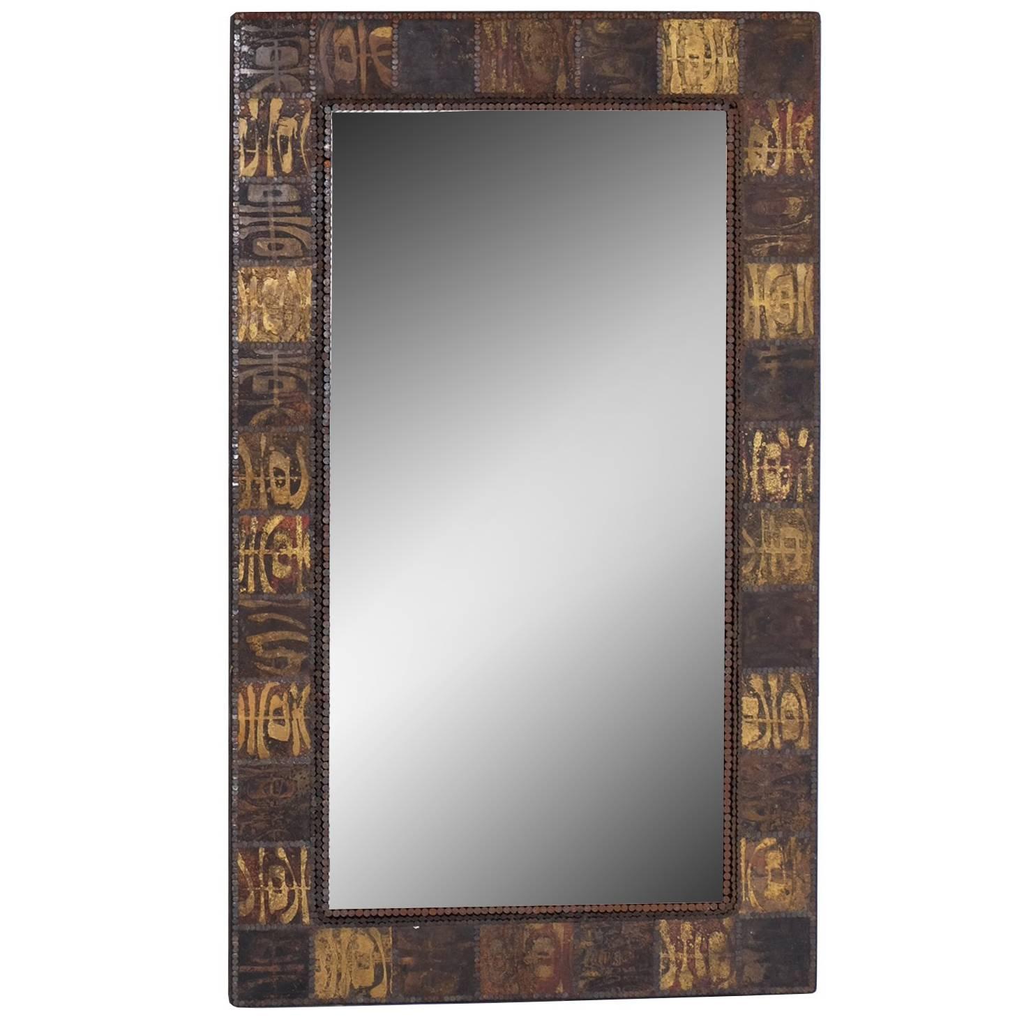 Etched Brass Wall Mirror