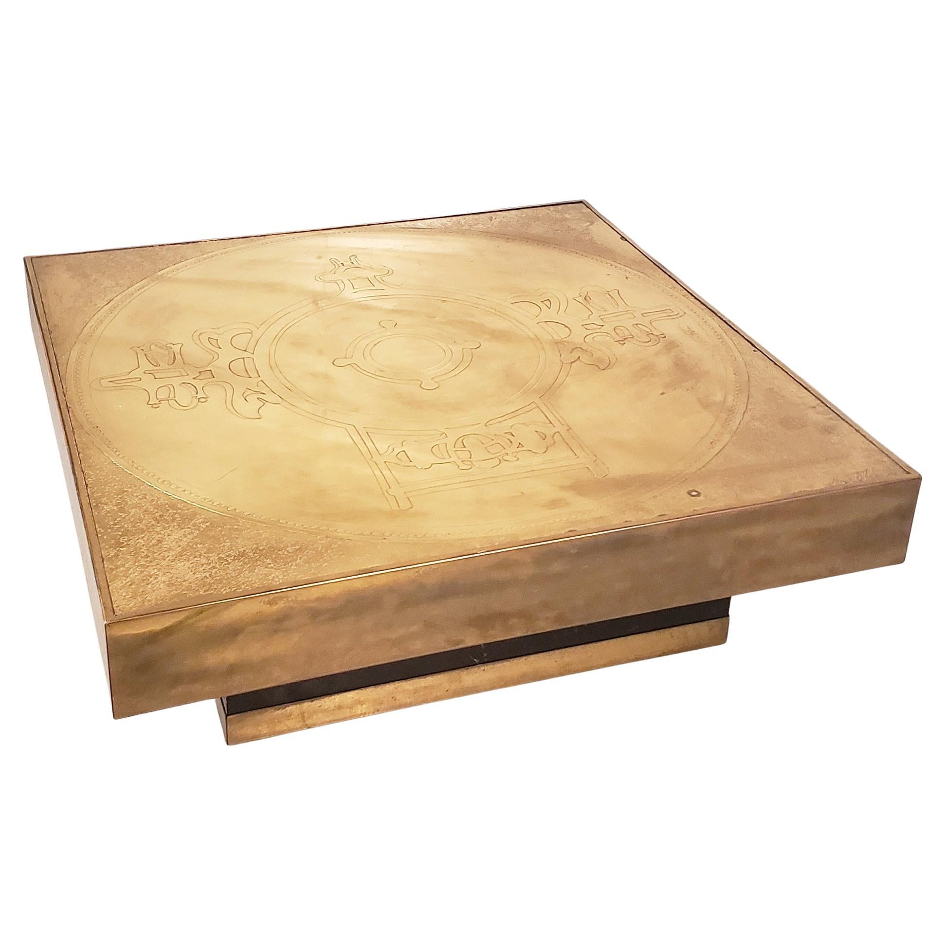 Etched Bronze Coffee Table by Marc D'Haenens For Sale
