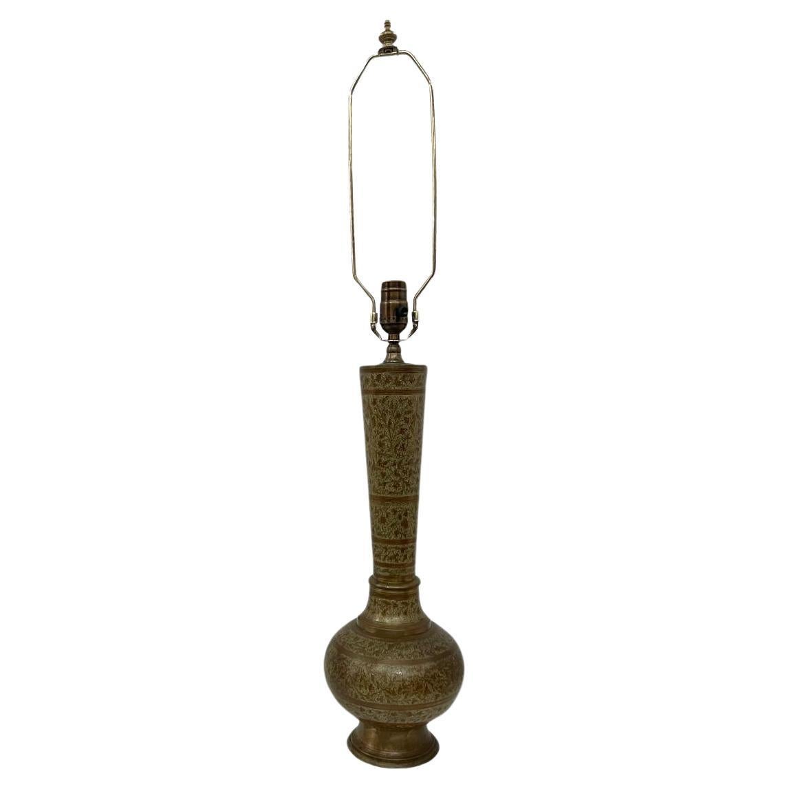 Etched Bronze Table Lamp For Sale