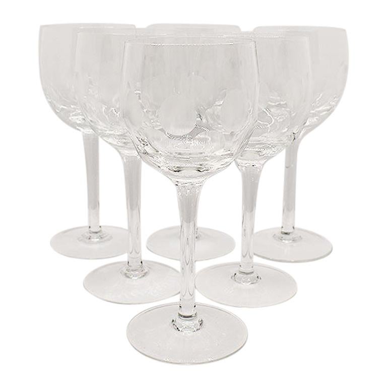 Etched Circle Crystal Wine Glasses, Set of 6
