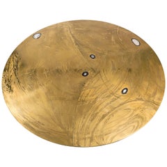 Etched Circular Brass Dining Table Inlay 5 Agates by VDL, circa 1980