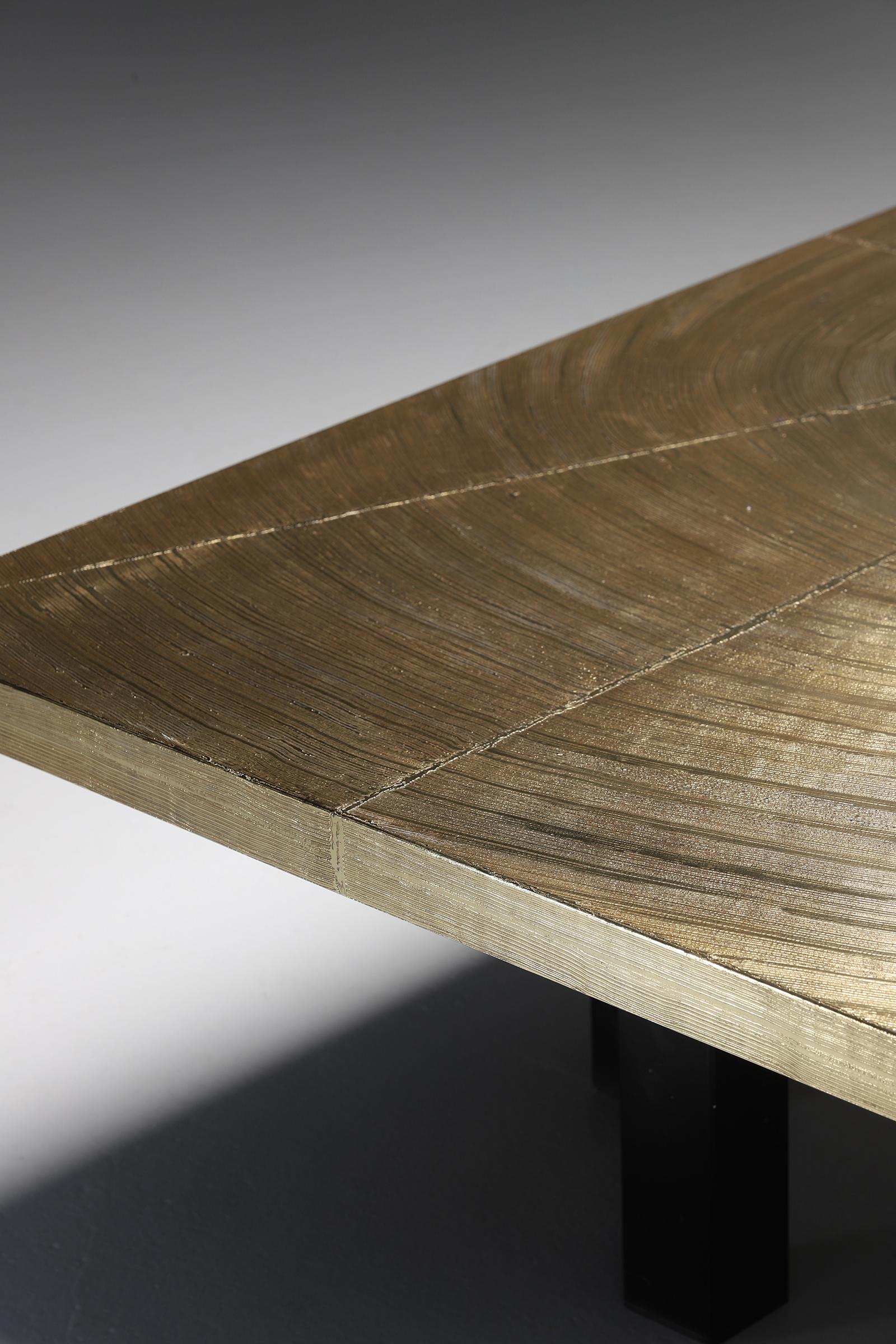 Etched Coffee Table with Agathe Stone by Georges Mathias, Lova Creation Belgium In Good Condition In Antwerpen, Antwerp