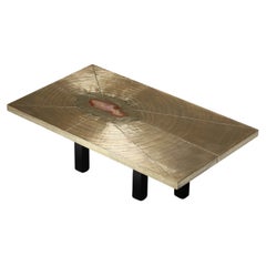 Etched Coffee Table with Agathe Stone by Georges Mathias, Lova Creation Belgium