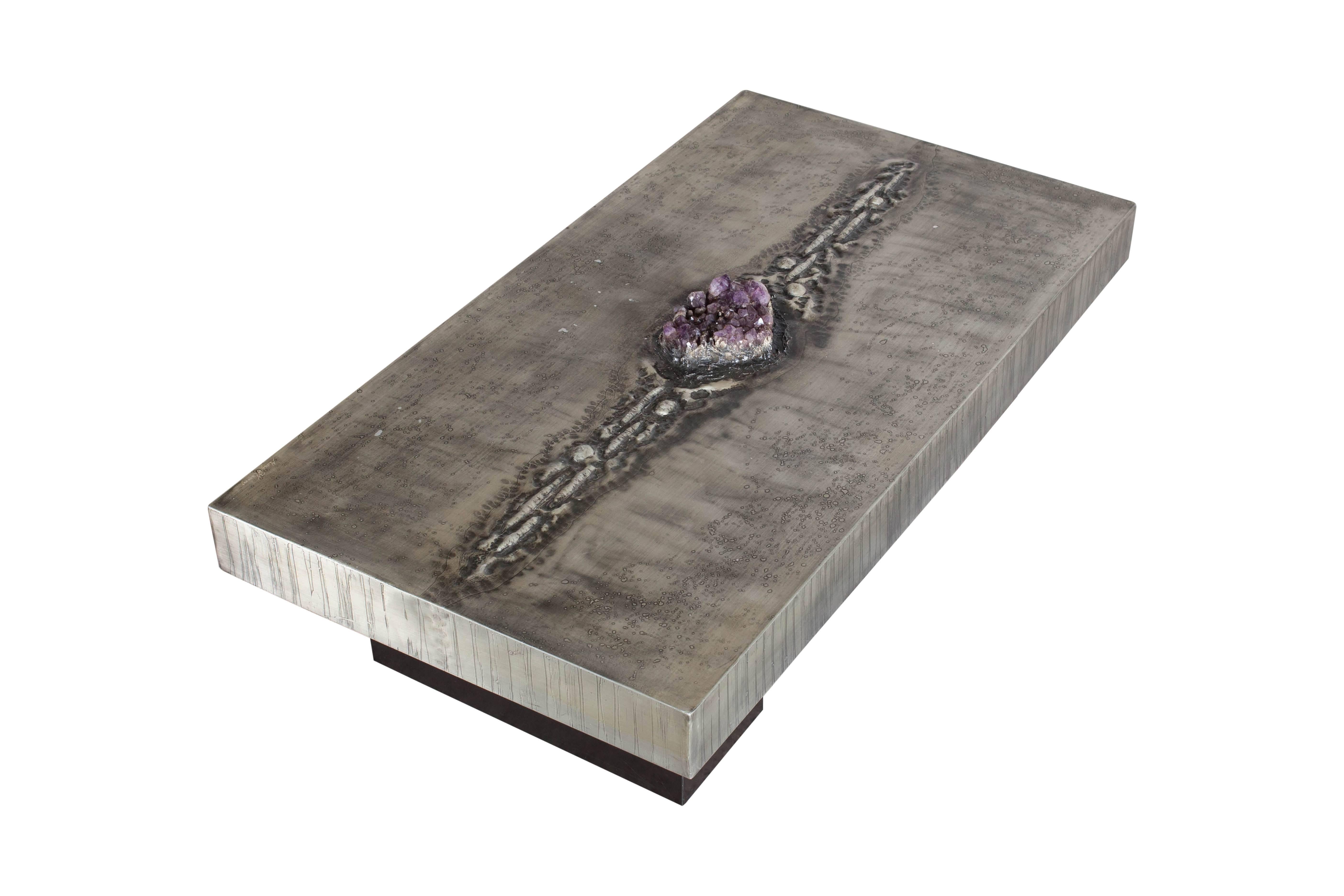 Etched Coffee Table with Amethyst Inlay by Marc D'Haenens 1